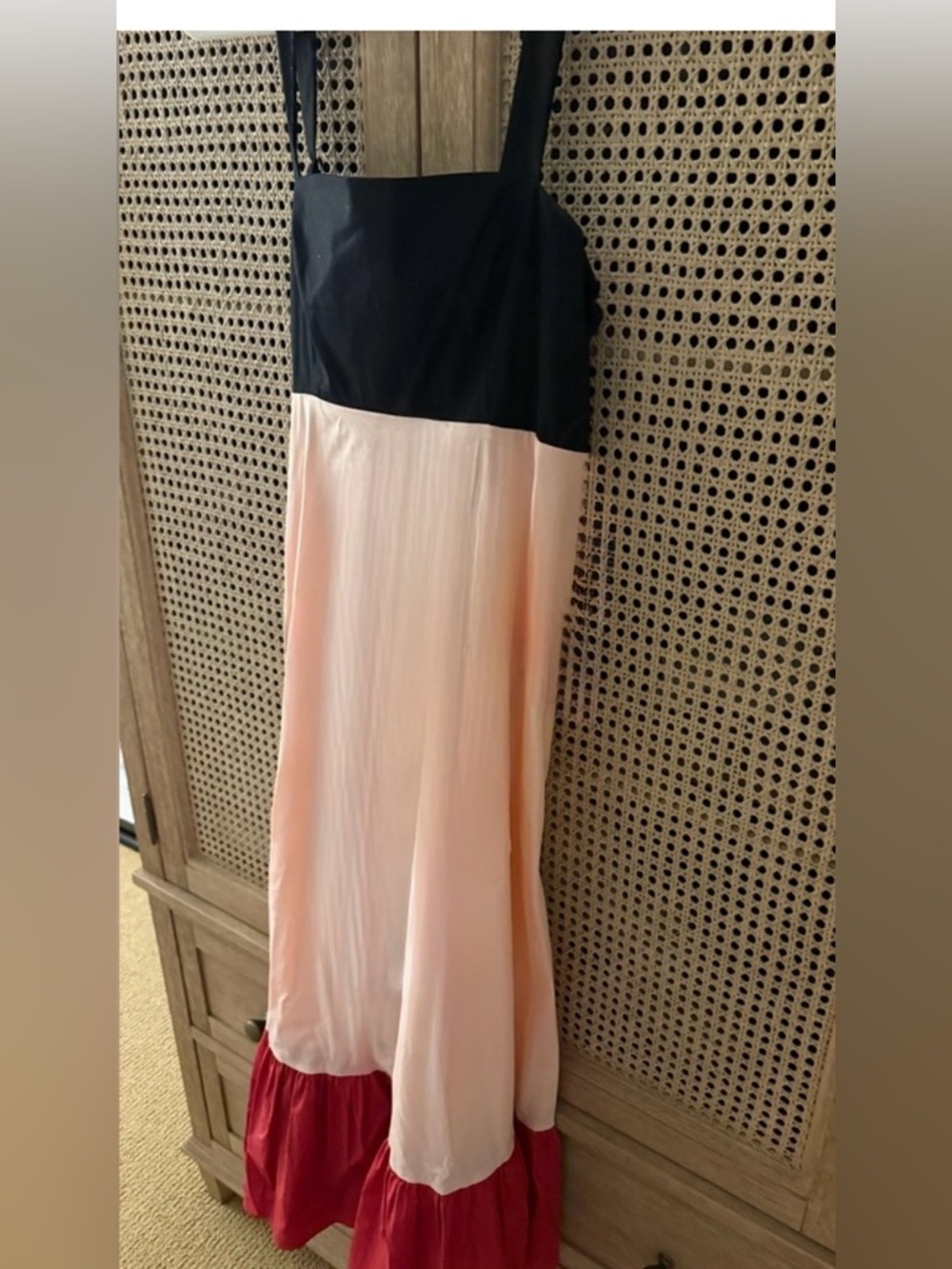 Kate Spade Colorblock Maxi Dress with Red Ruffle Hem